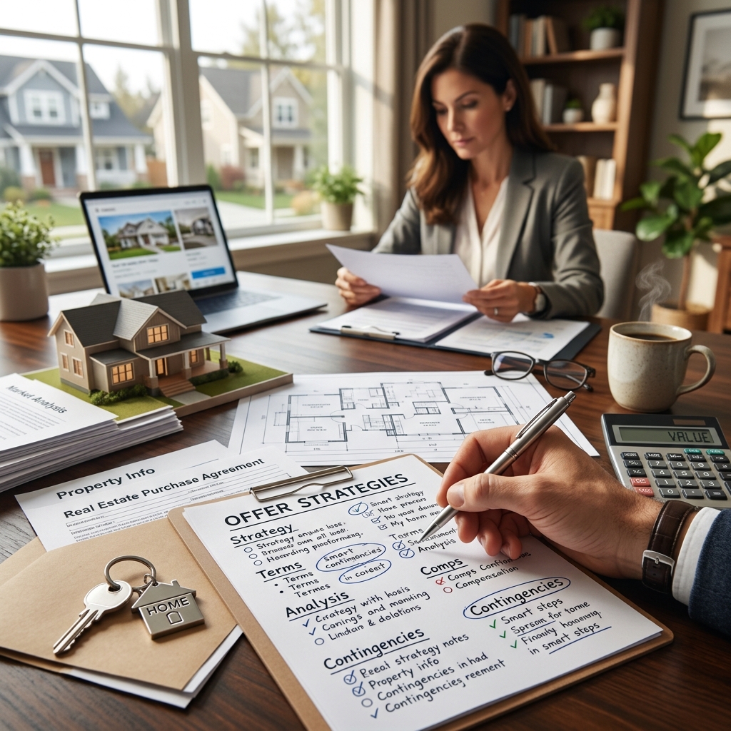 Learn how to price your offer, choose contingencies, negotiate terms, and protect yourself legally when bidding on a home.