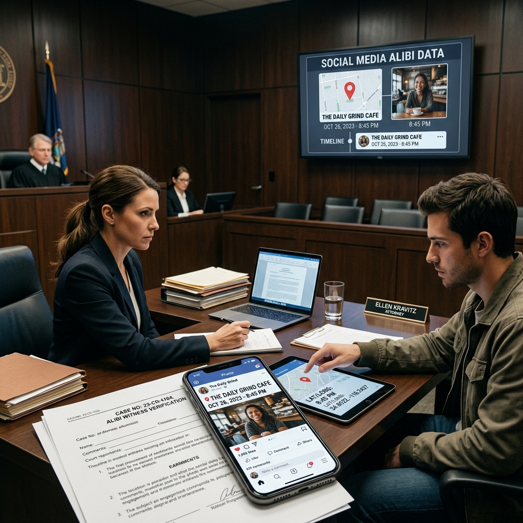 How posts, photos, and metadata can support an alibi, and what courts require before admitting them.