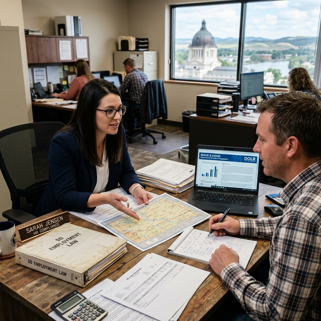 Understand minimum wage, overtime, paychecks, and worker protections under South Dakota wage and hour laws.