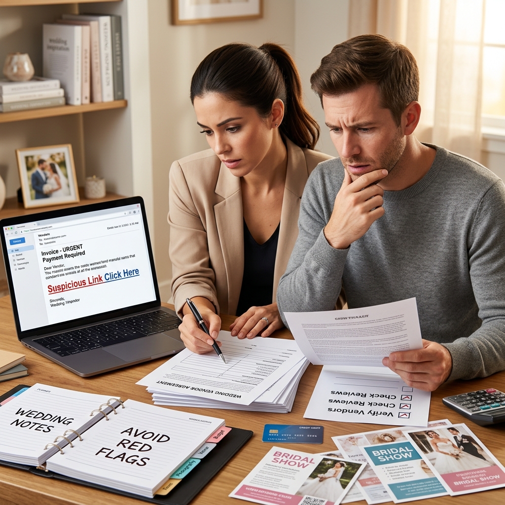 Learn how to recognize red flags, vet vendors, and protect your budget from the most common wedding-related scams.