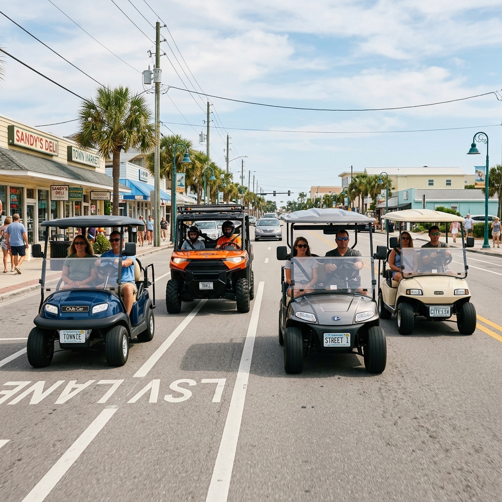 Understand how golf carts, ATVs and low‑speed vehicles can be legally driven on public roads, and what safety, licensing and equipment rules apply.