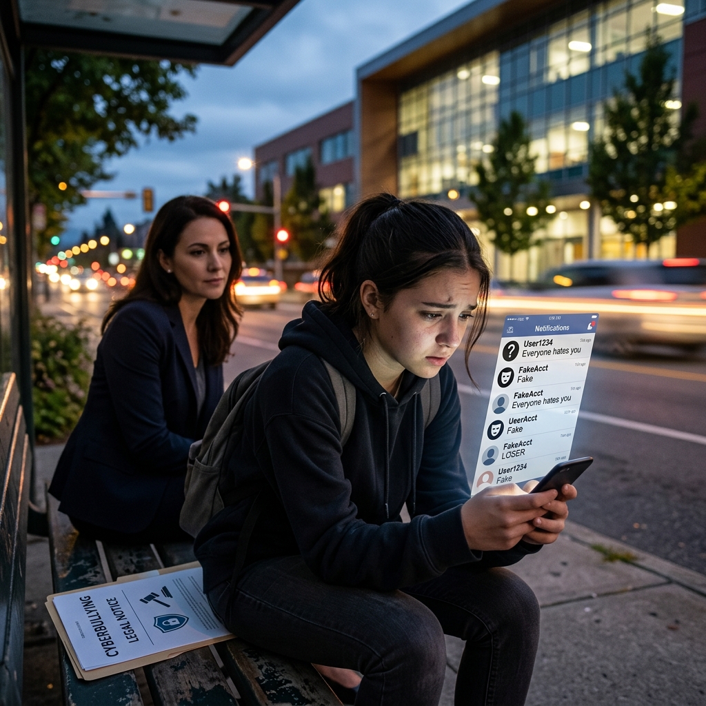 How fake social media profiles used for bullying can trigger serious legal consequences and what families can do to respond safely.