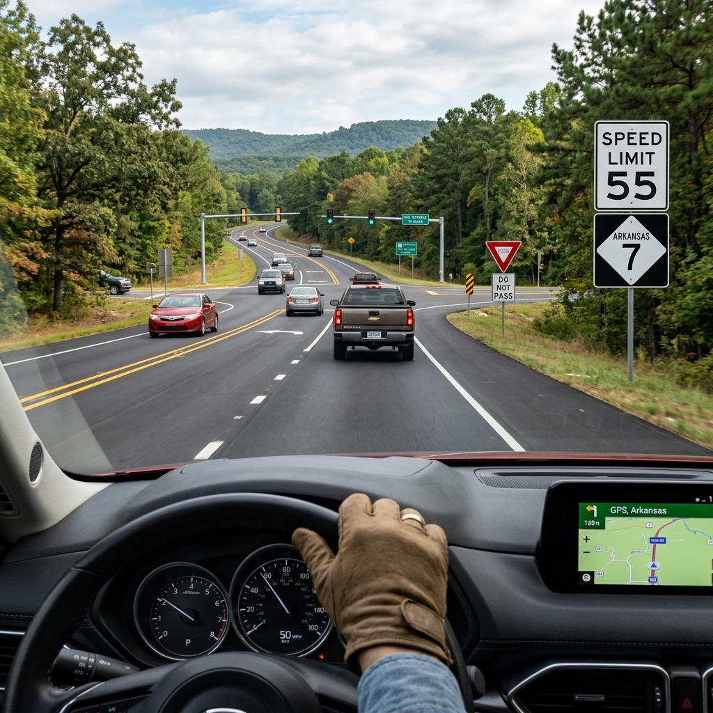 A plain‑English guide to Arkansas traffic rules, points, penalties, and safe driving responsibilities for every motorist.