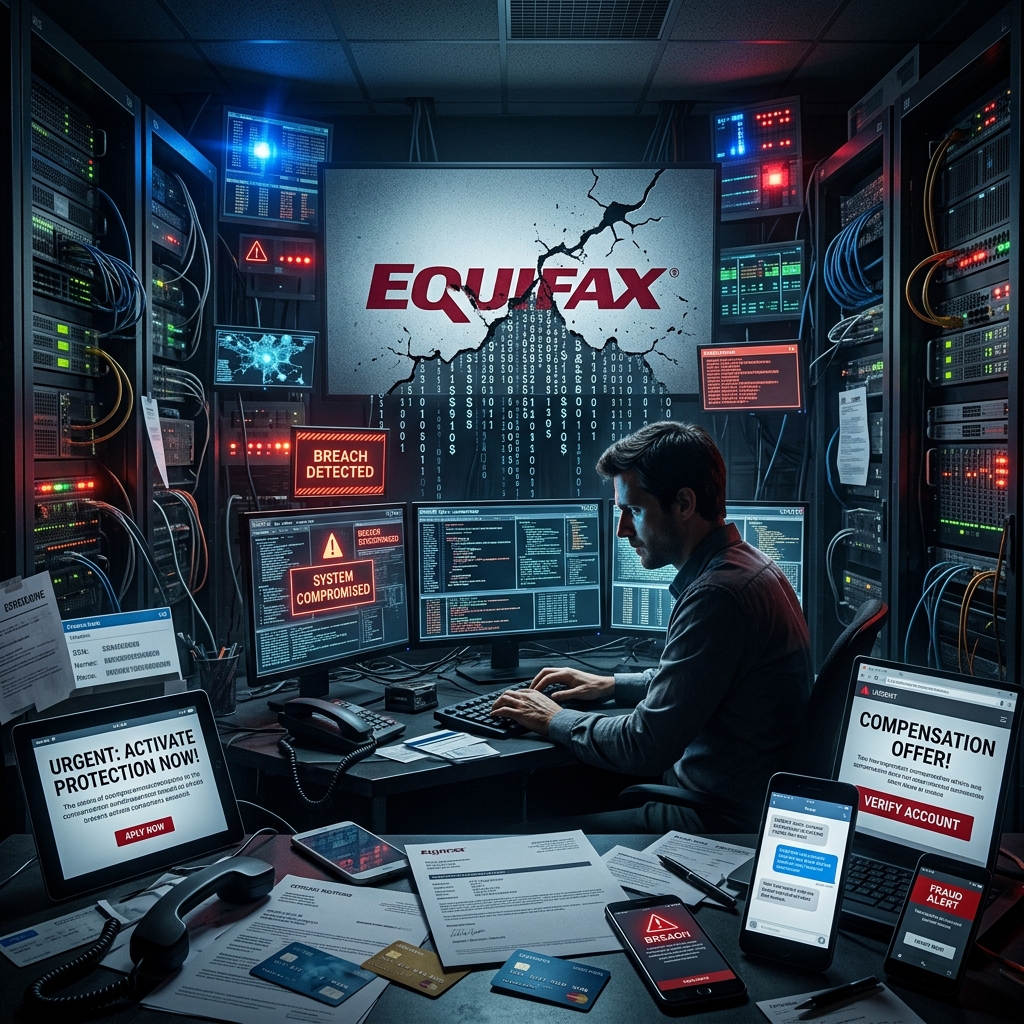 How the Equifax data breach opened the door to identity theft, settlement scams, and what consumers can do to protect themselves.