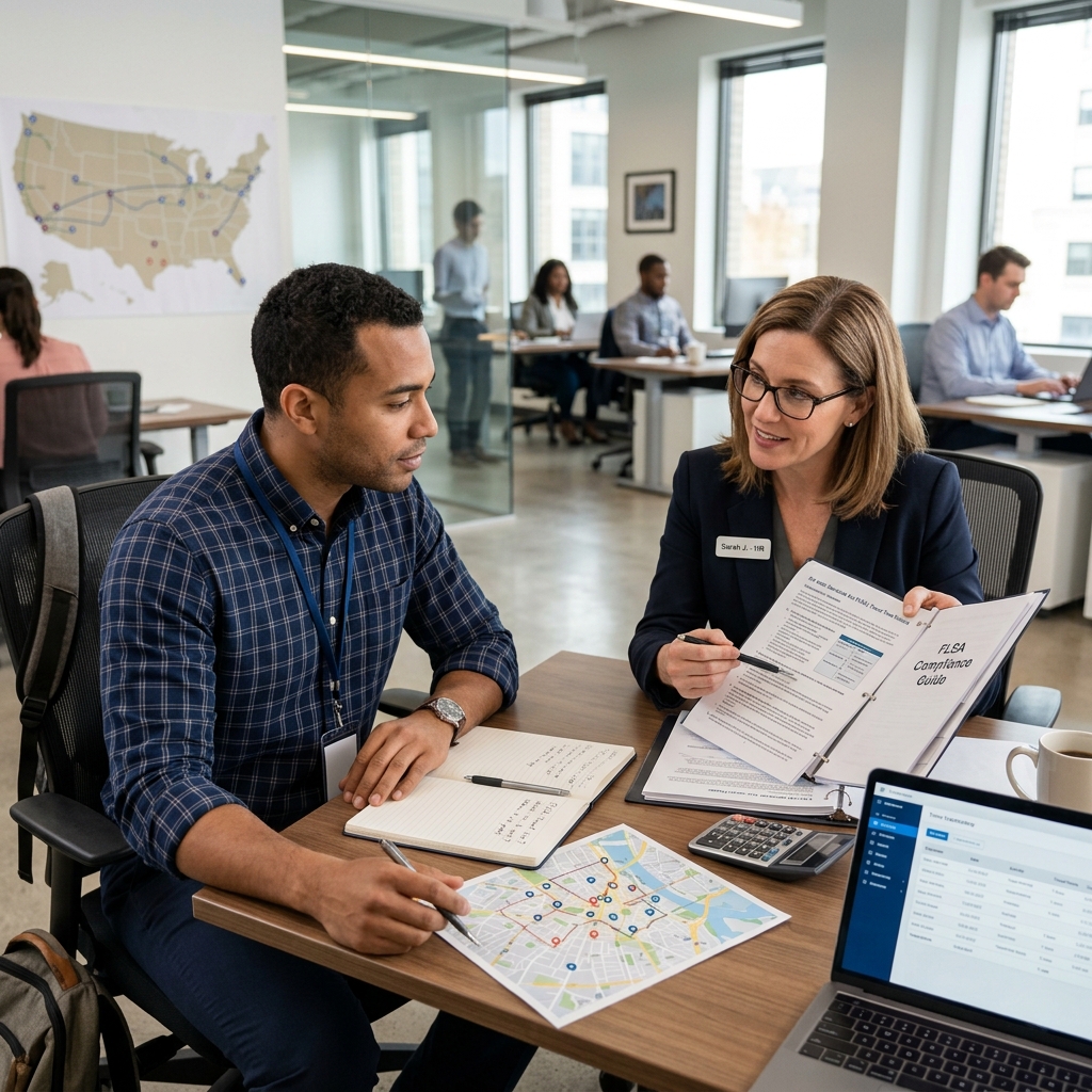 A practical guide to when travel counts as hours worked under the Fair Labor Standards Act and when it remains unpaid commuting.