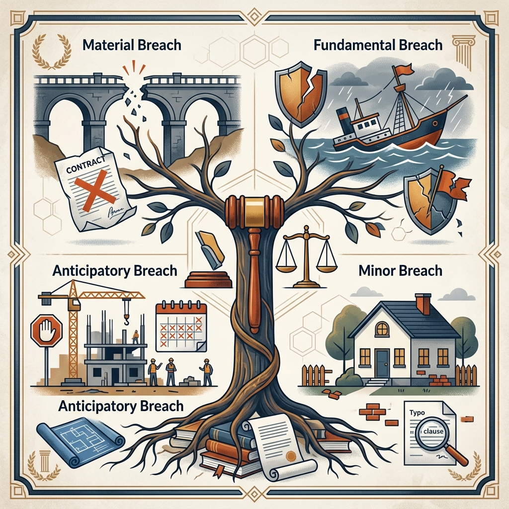 Learn how minor, material, anticipatory, and actual breaches differ, what they mean for your rights, and how to respond effectively.