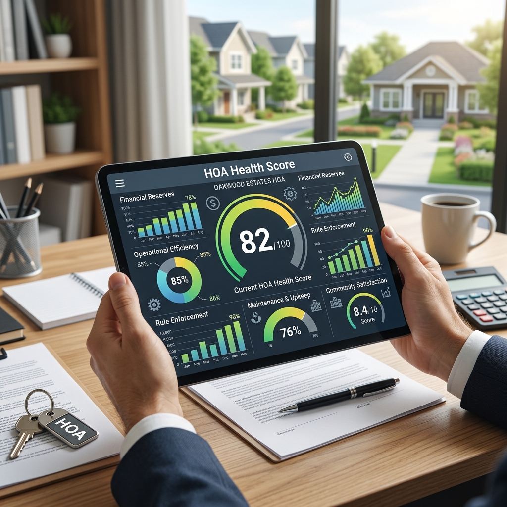 Learn how HOA health scores reveal financial stability, maintenance quality, and governance risks so buyers, sellers, and landlords can make smarter property decisions.