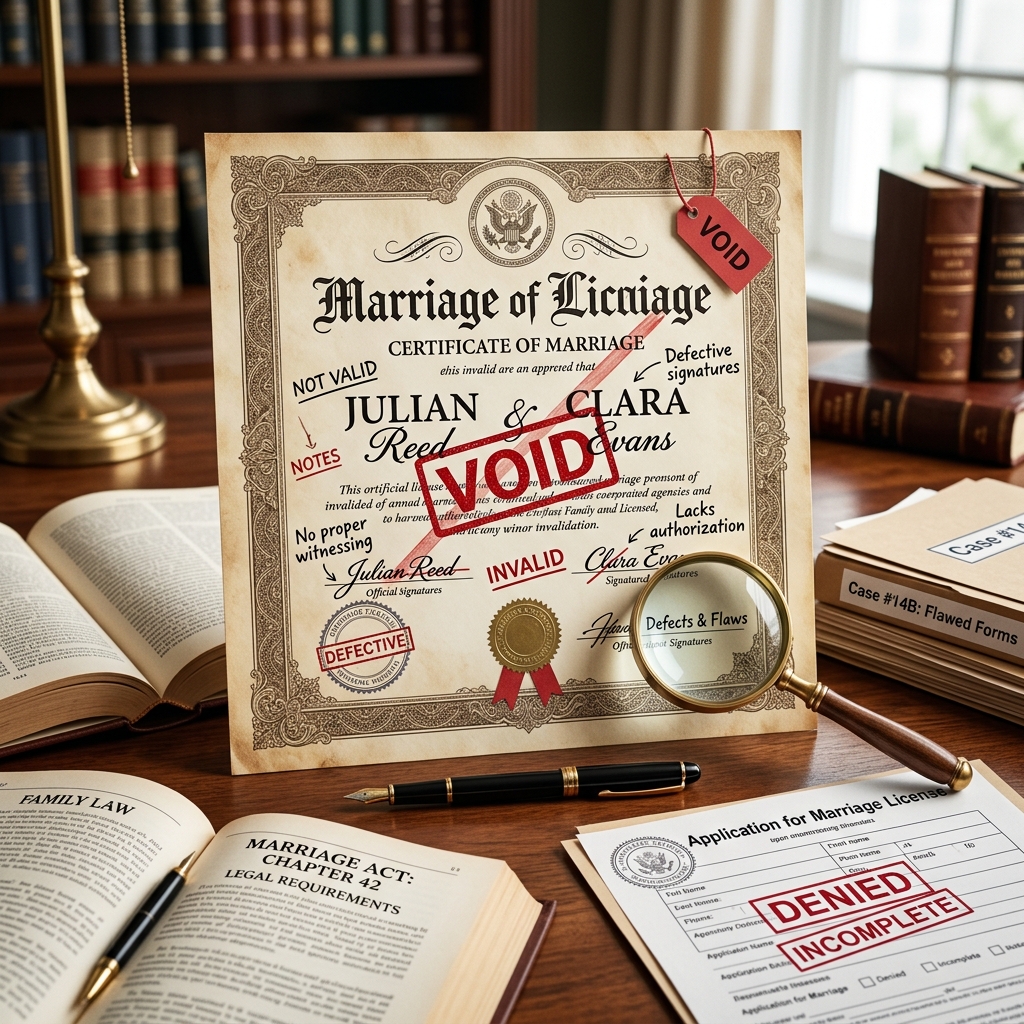 Learn when a marriage license may be invalid, how that affects the marriage itself, and what legal steps you can take to protect your rights.