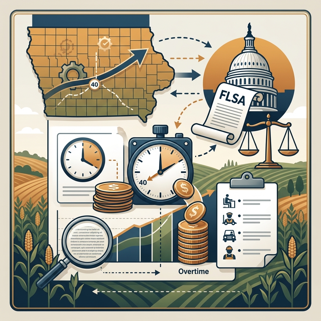 A practical guide to how overtime pay works for Iowa employees and employers under federal Fair Labor Standards Act rules.
