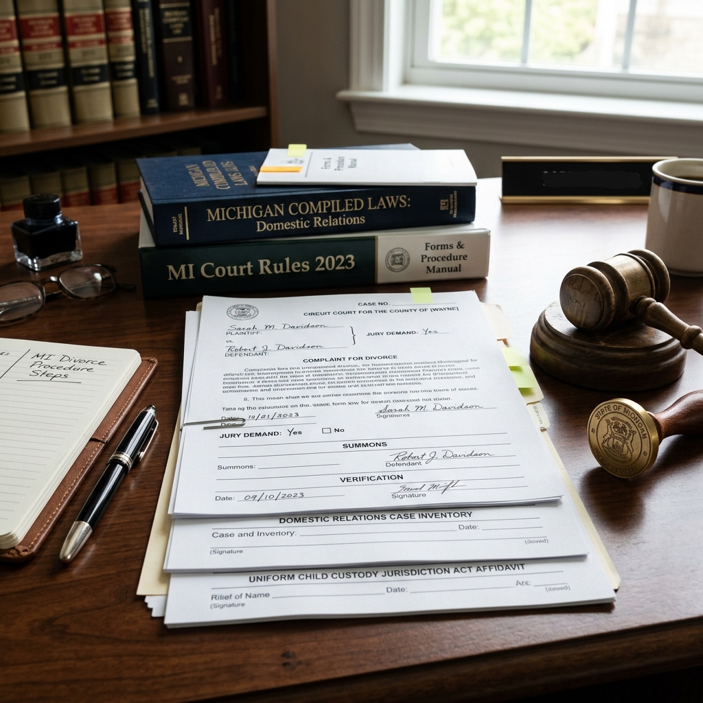 A practical, step‑by‑step overview of Michigan divorce requirements, forms, timelines, and court procedures for spouses who are ready to file.