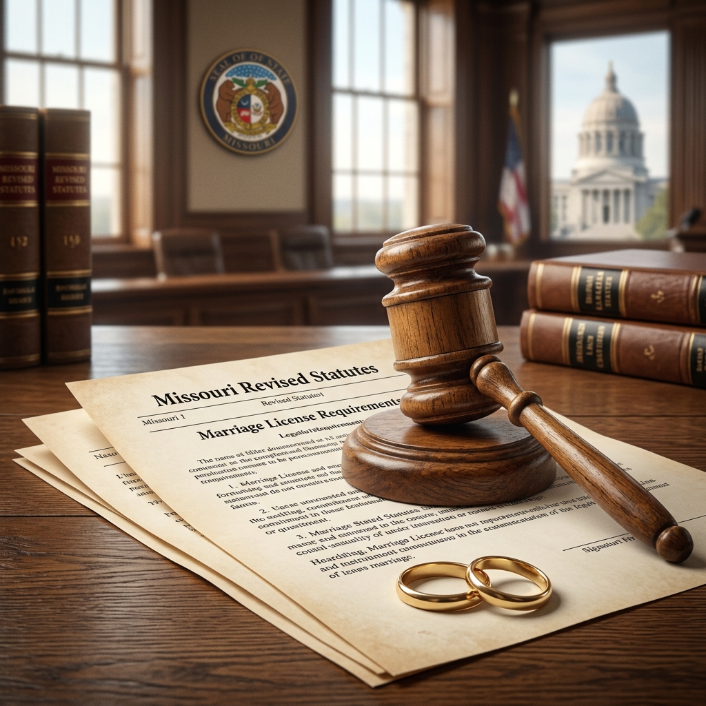 A practical guide to marriage requirements, licenses, ceremonies, and legal rights under Missouri law.