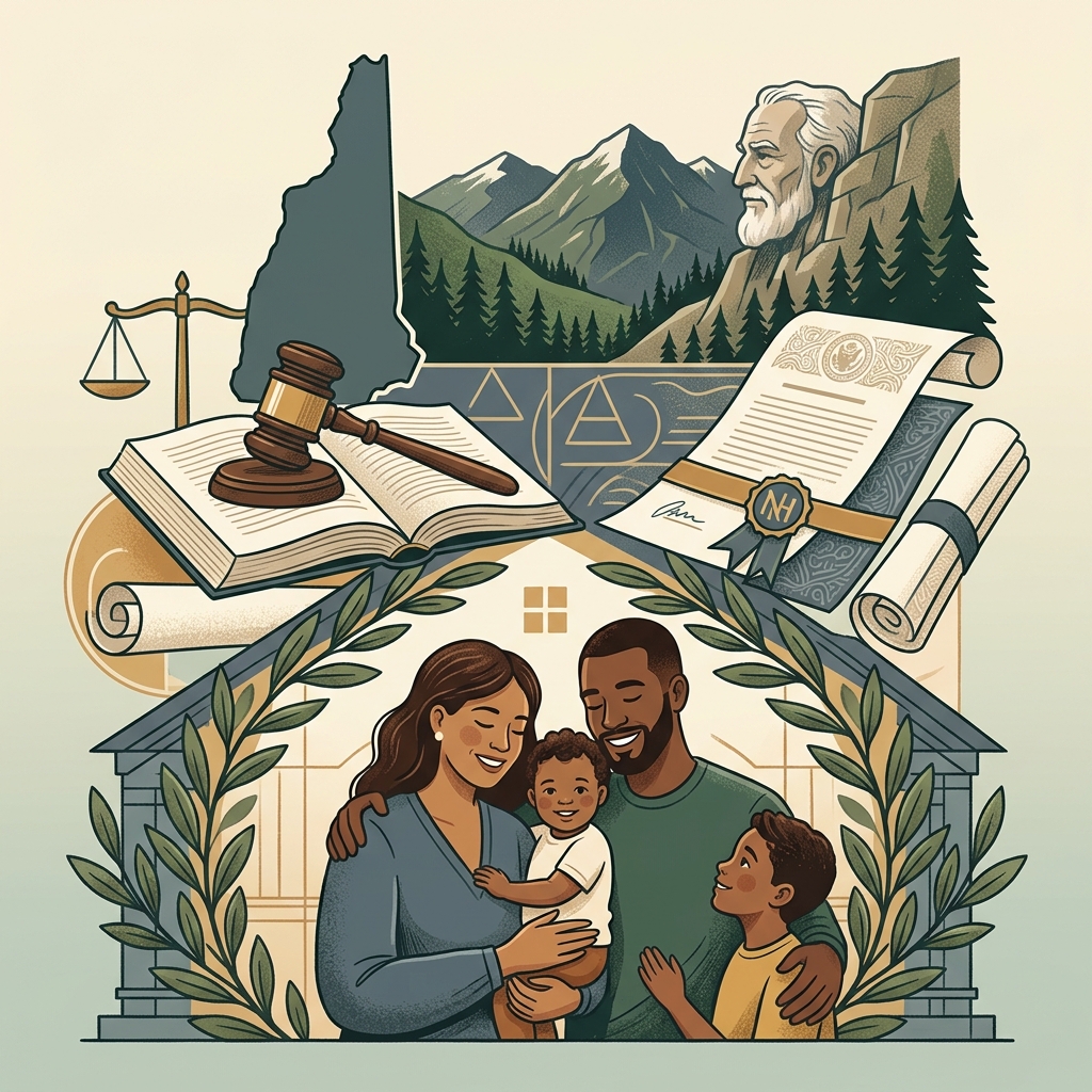 A practical guide to New Hampshire adoption rules, procedures, consents, and rights for hopeful parents and adoptees.