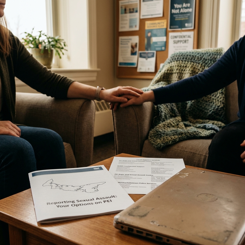 A practical guide to legal, medical, and support options for adults and youth reporting sexual assault in Prince Edward Island.