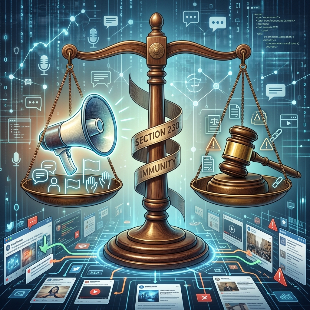 How Section 230 shields online services, shapes content moderation, and influences the future of digital free expression.