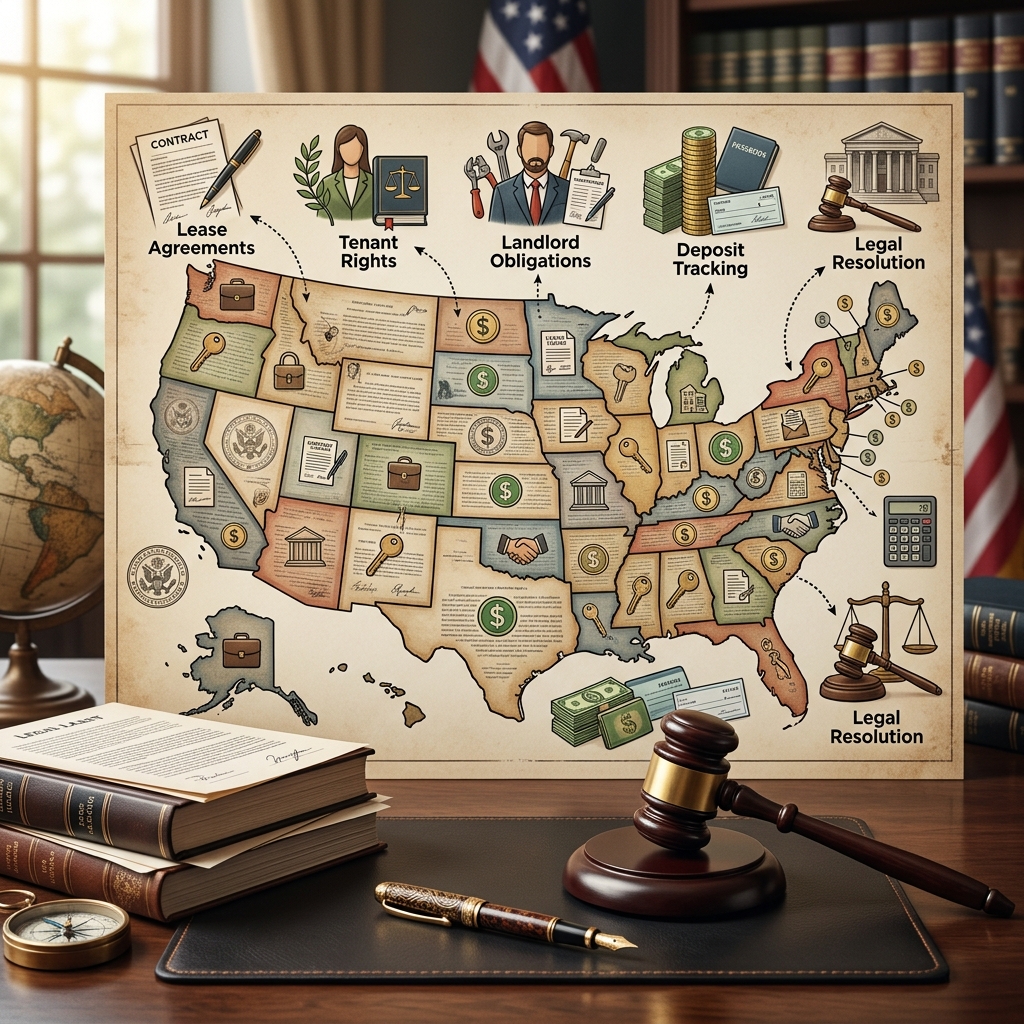 A practical guide to security deposit rules, limits, and obligations for landlords and tenants in every U.S. state.