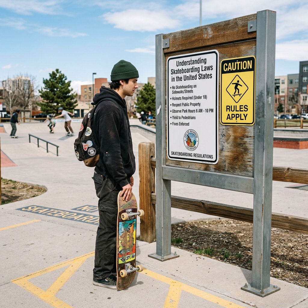 Learn how state and local rules govern skateboarding, safety gear, traffic behavior, and potential penalties for violations.