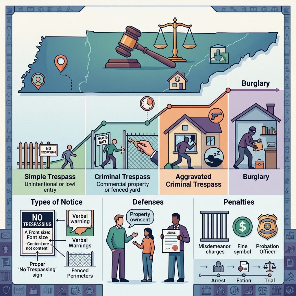 Understanding Tennessee Criminal Trespass Laws A practical guide to Tennessee criminal and aggravated trespass laws, penalties, defenses, and property owner responsibilities.