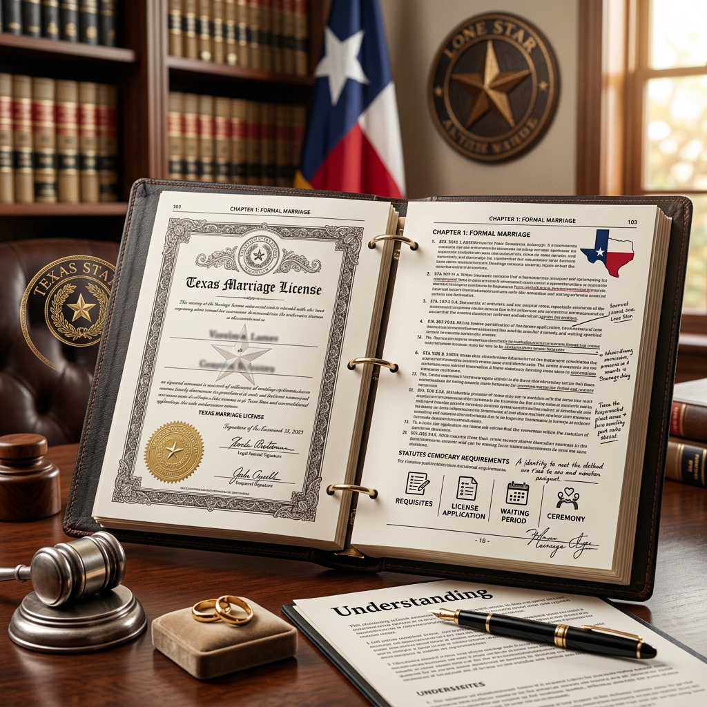 A practical, plain‑language guide to ceremonial and common‑law marriage rules, license requirements, and age limits in Texas.