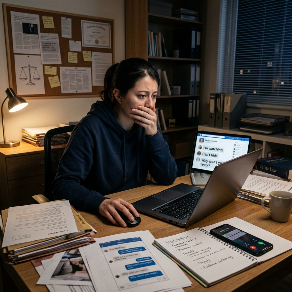 A clear legal guide to cyberstalking, online harassment, victims’ rights, and practical safety steps in the digital age.