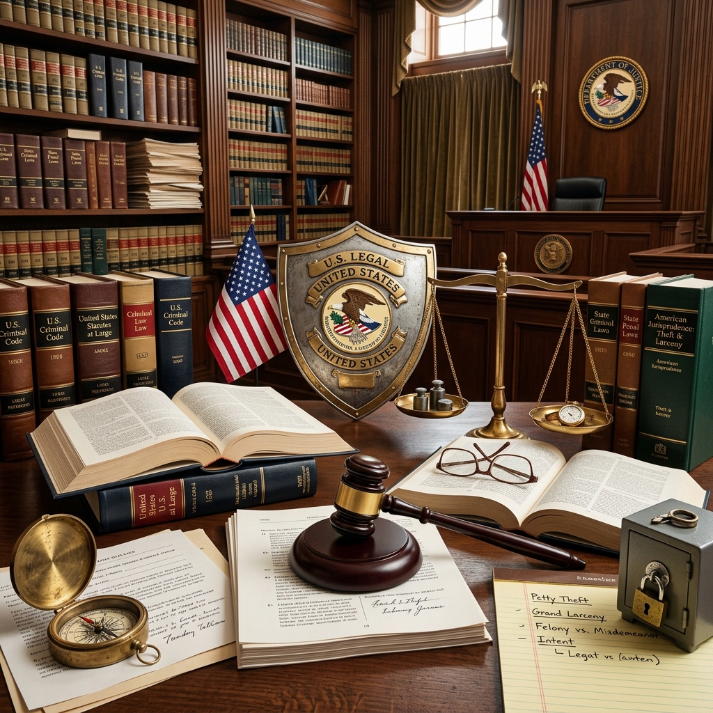 A clear guide to how U.S. law defines, classifies, and punishes theft and larceny, including key elements, penalties, and defenses.
