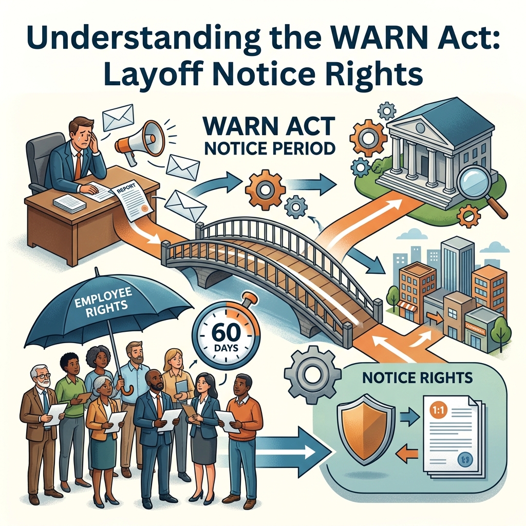 A practical guide to the federal WARN Act, explaining when layoff notices are required and what protections employees can expect.