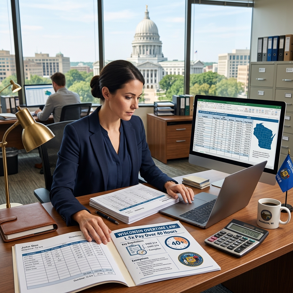 A practical guide to Wisconsin overtime rights, exemptions, pay calculations, and claim options for workers and employers.