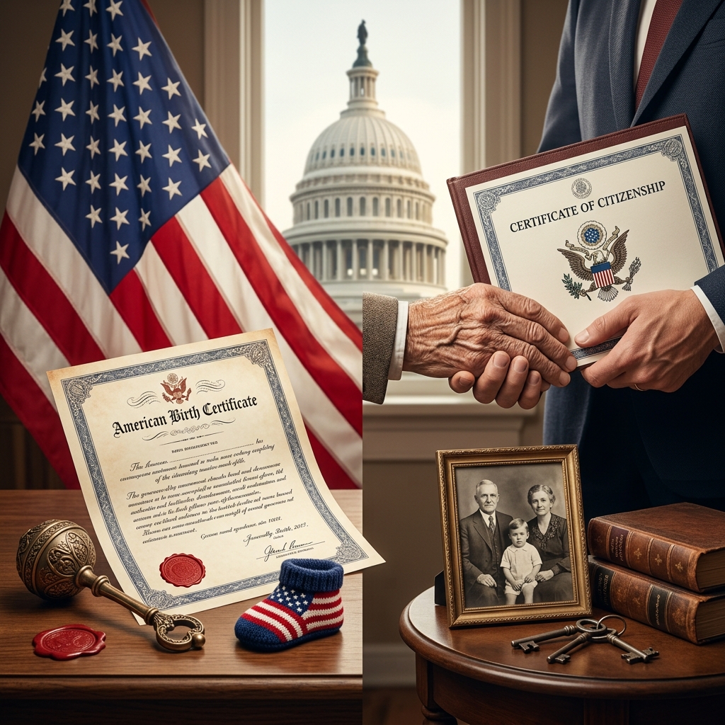Understand how U.S. citizenship can be acquired by birth in the country, through U.S. citizen parents, or derived during childhood.