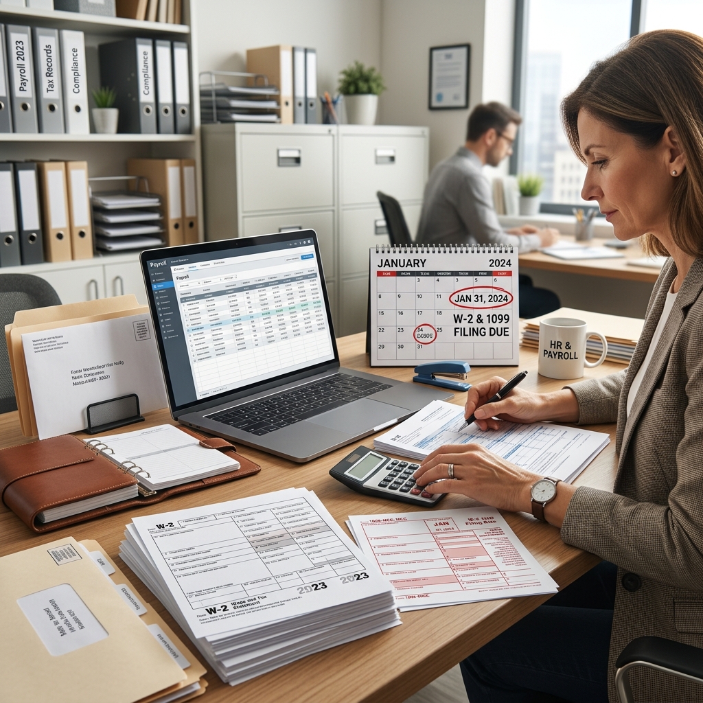 Understand W‑2 and 1099 deadlines, filing options, penalties, and best practices so your business stays compliant with employment tax rules.