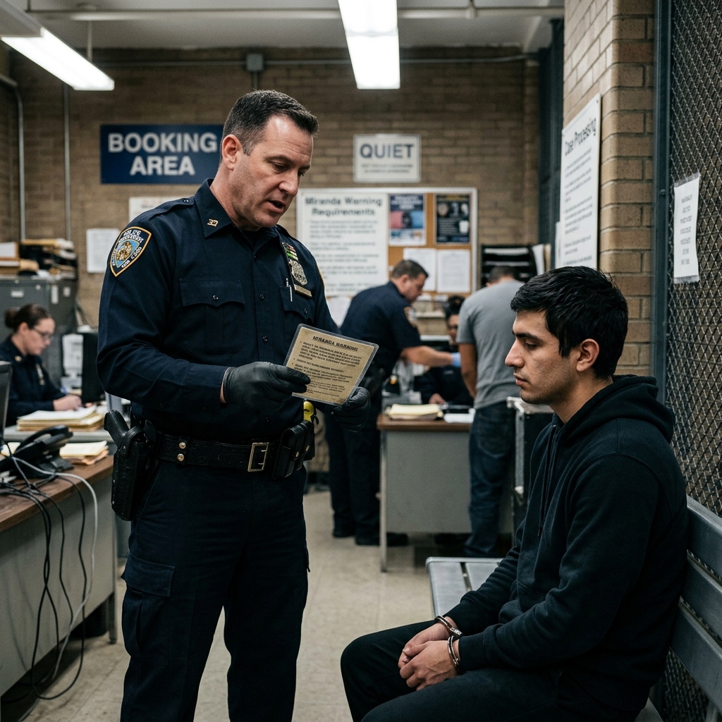 A plain-English guide to the words, purpose, and limits of Miranda warnings in police questioning.