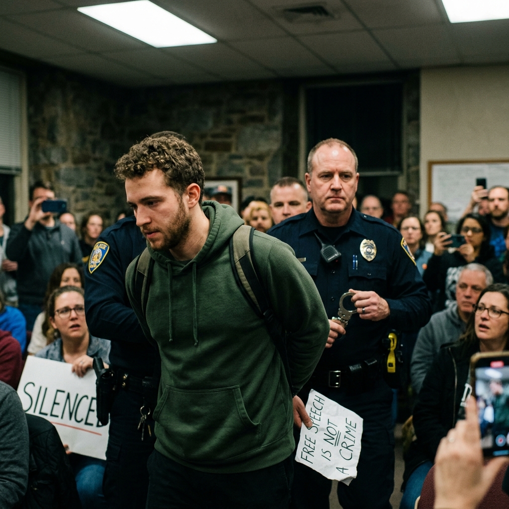 How arrests for speech against police chiefs test the boundaries of the First Amendment and local government power.