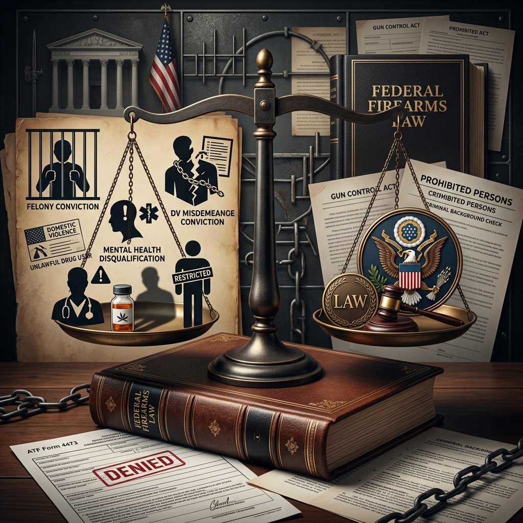 A practical guide to federal firearm disqualifications, background checks, and lawful exceptions.