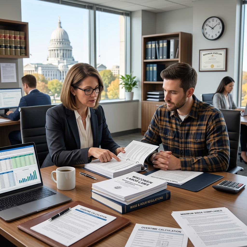 Clear guidance on Wisconsin minimum wage, overtime, breaks, and pay practices for workers and employers.