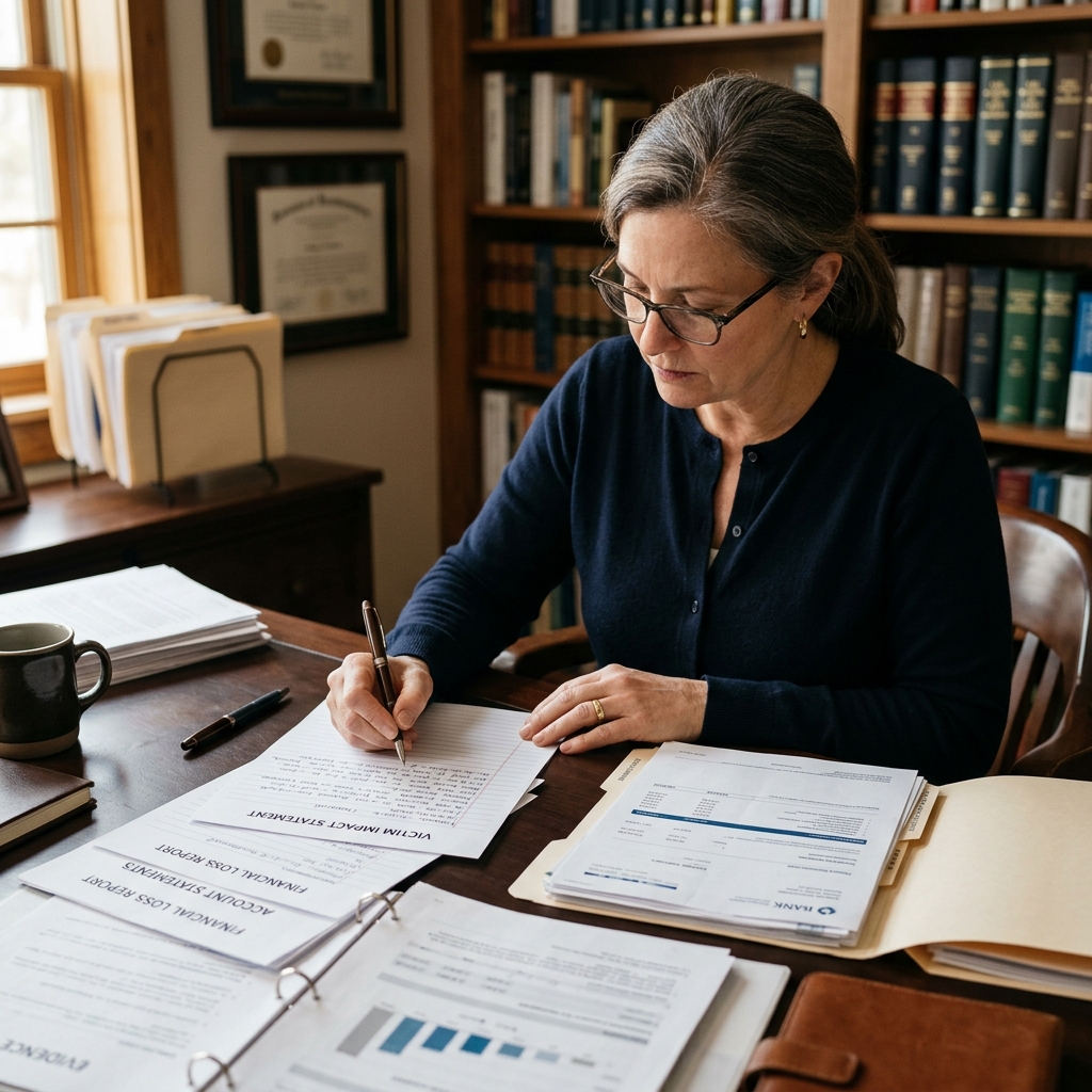 Practical guidance to help victims of fraud and financial crimes clearly explain emotional, physical, and economic harm to the court.