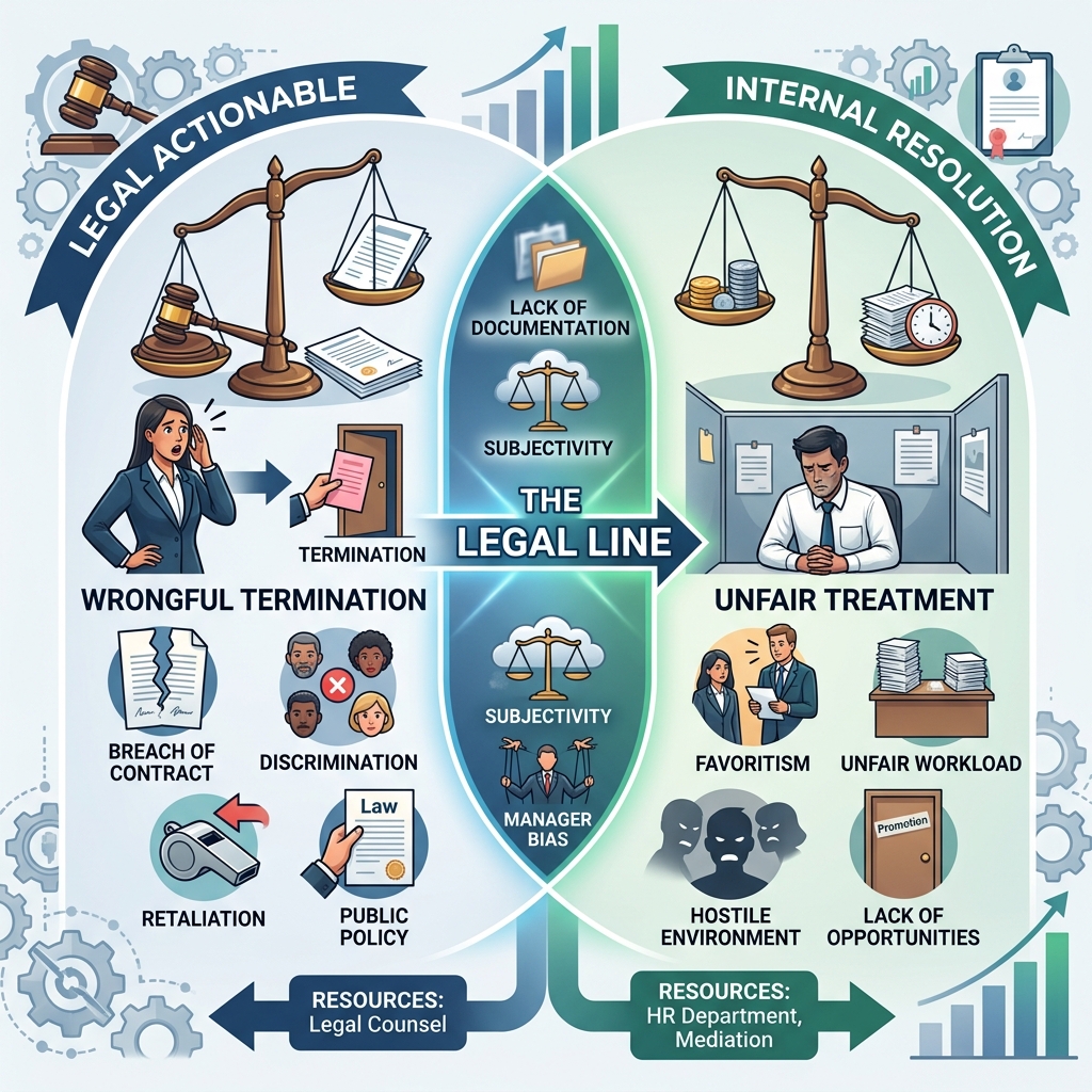 Learn how to tell the difference between illegal firing and merely unfair workplace behavior, and what legal options may be available.